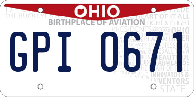 OH license plate GPI0671