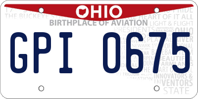 OH license plate GPI0675