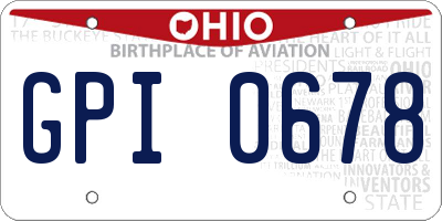 OH license plate GPI0678