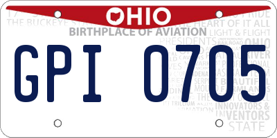 OH license plate GPI0705