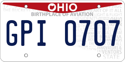 OH license plate GPI0707