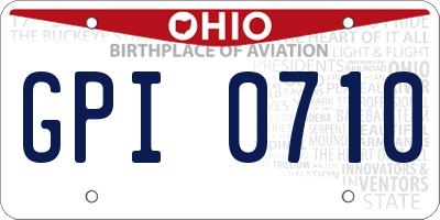 OH license plate GPI0710