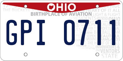 OH license plate GPI0711