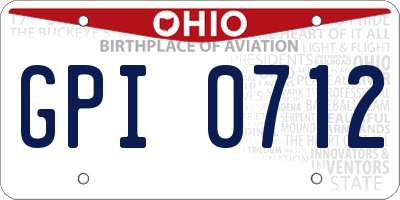 OH license plate GPI0712