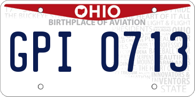 OH license plate GPI0713