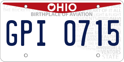 OH license plate GPI0715
