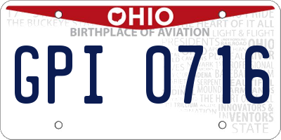 OH license plate GPI0716