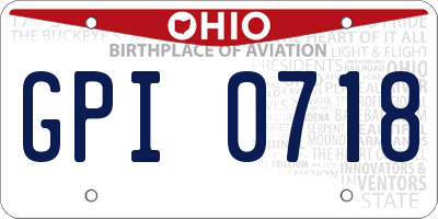 OH license plate GPI0718