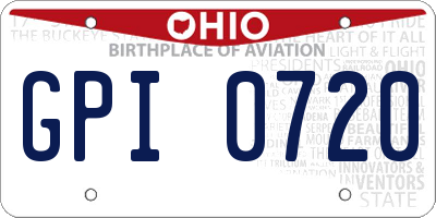 OH license plate GPI0720