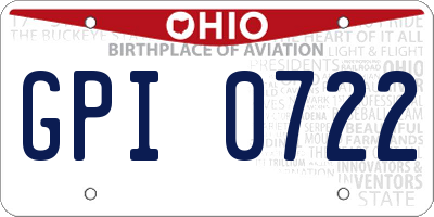 OH license plate GPI0722