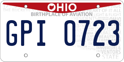OH license plate GPI0723