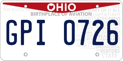 OH license plate GPI0726