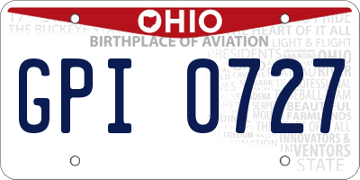 OH license plate GPI0727