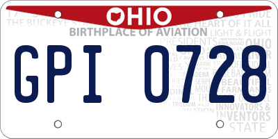 OH license plate GPI0728