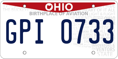 OH license plate GPI0733