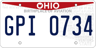 OH license plate GPI0734