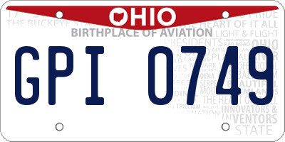 OH license plate GPI0749