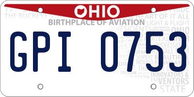 OH license plate GPI0753