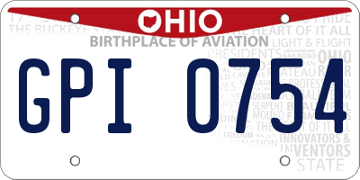 OH license plate GPI0754