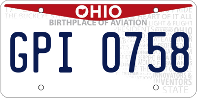 OH license plate GPI0758