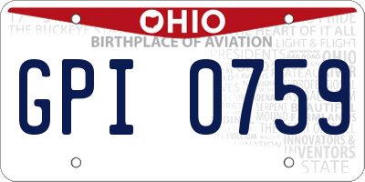 OH license plate GPI0759