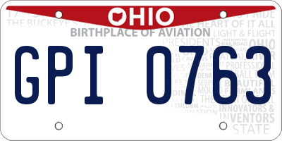 OH license plate GPI0763
