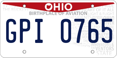 OH license plate GPI0765