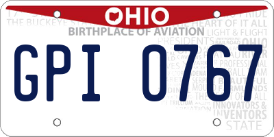 OH license plate GPI0767
