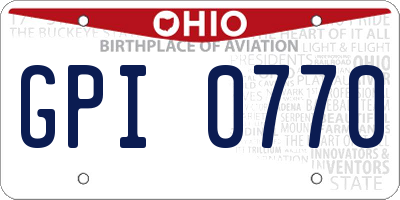 OH license plate GPI0770