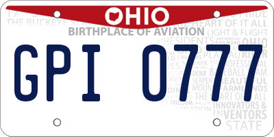 OH license plate GPI0777