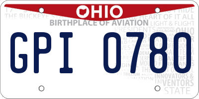 OH license plate GPI0780