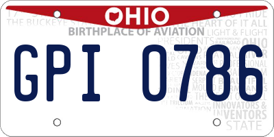 OH license plate GPI0786