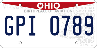 OH license plate GPI0789