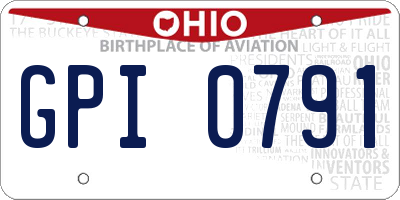 OH license plate GPI0791