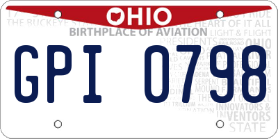 OH license plate GPI0798