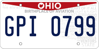 OH license plate GPI0799