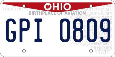 OH license plate GPI0809
