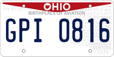 OH license plate GPI0816