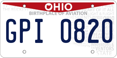 OH license plate GPI0820
