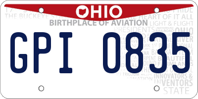 OH license plate GPI0835
