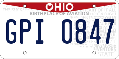 OH license plate GPI0847