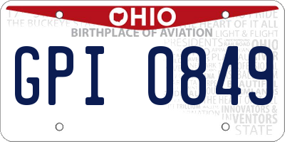 OH license plate GPI0849