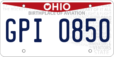 OH license plate GPI0850