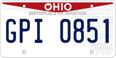 OH license plate GPI0851
