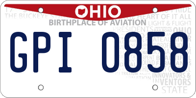 OH license plate GPI0858