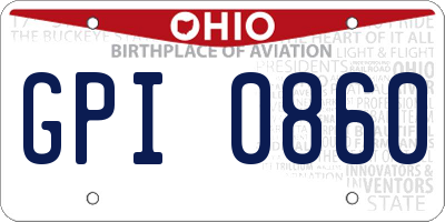 OH license plate GPI0860
