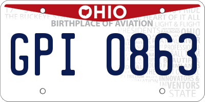 OH license plate GPI0863