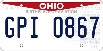OH license plate GPI0867