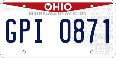 OH license plate GPI0871