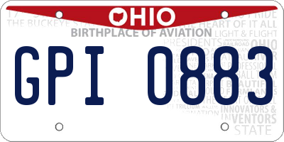 OH license plate GPI0883